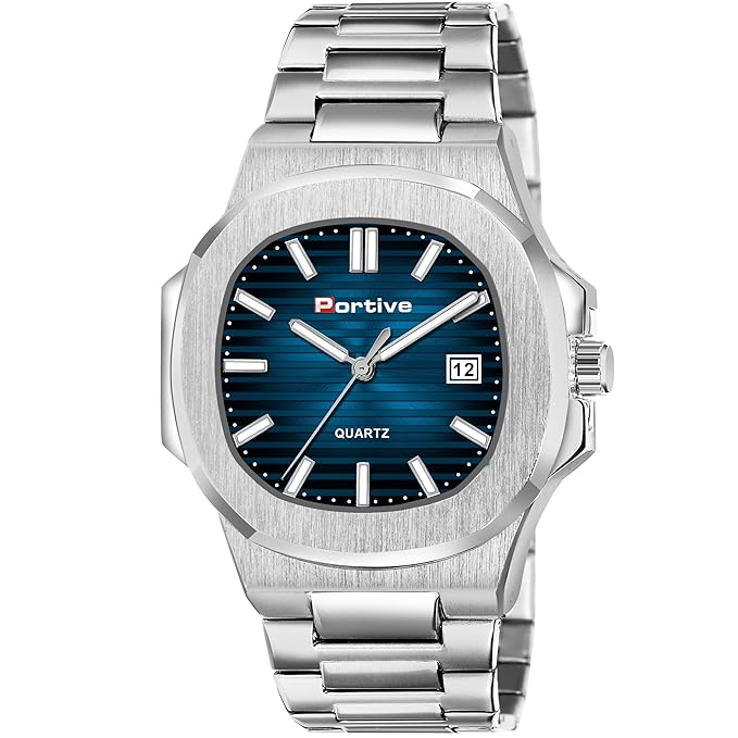 Portive Ocean Blue Luxury Stainless Steel Quartz Watch For Men