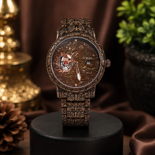 FORUM Timeless Heritage Engraved Quartz Watch – Vintage Bronze Edition