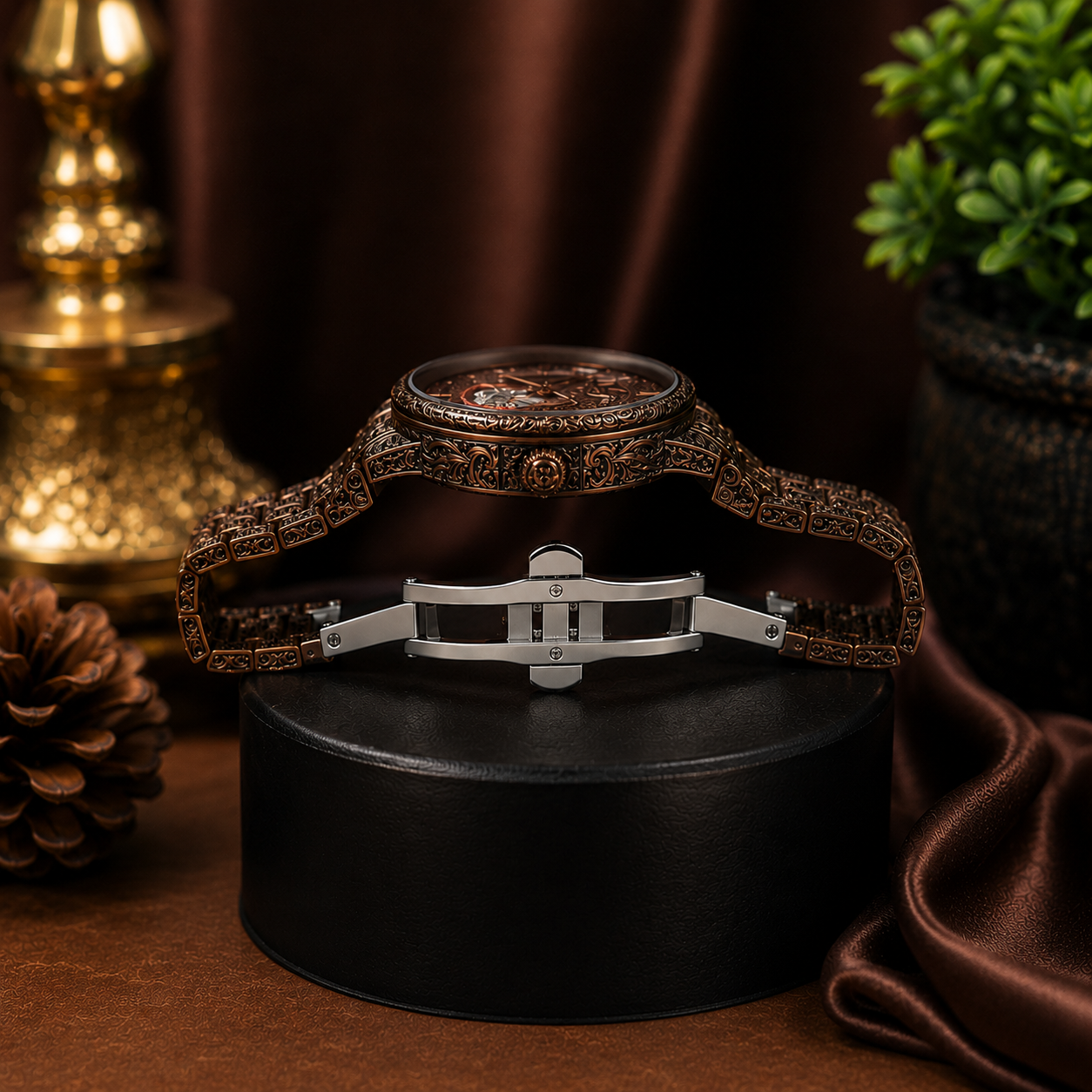 FORUM Timeless Heritage Engraved Quartz Watch – Vintage Bronze Edition