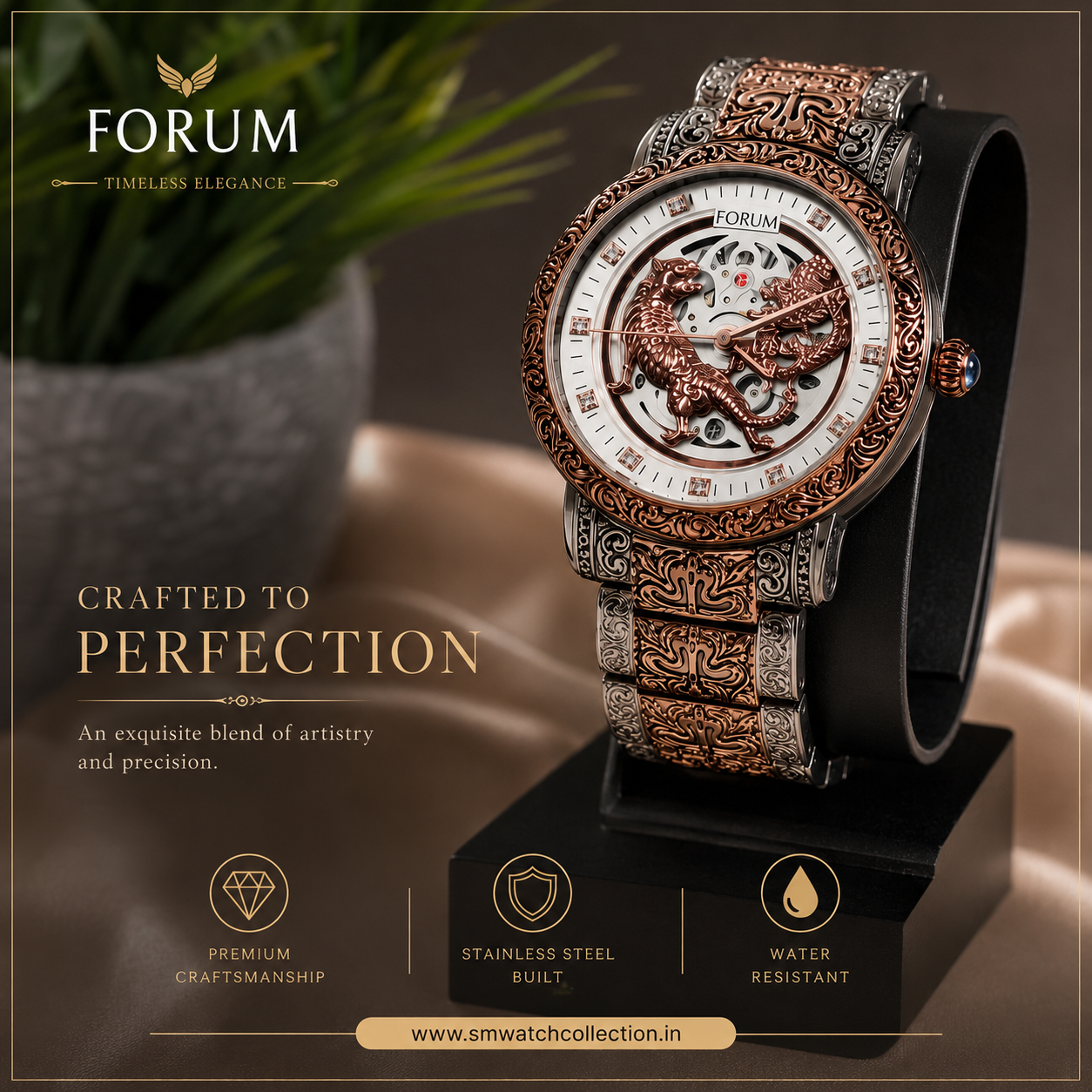 FORUM Royal Dragon Engraved Luxury Watch