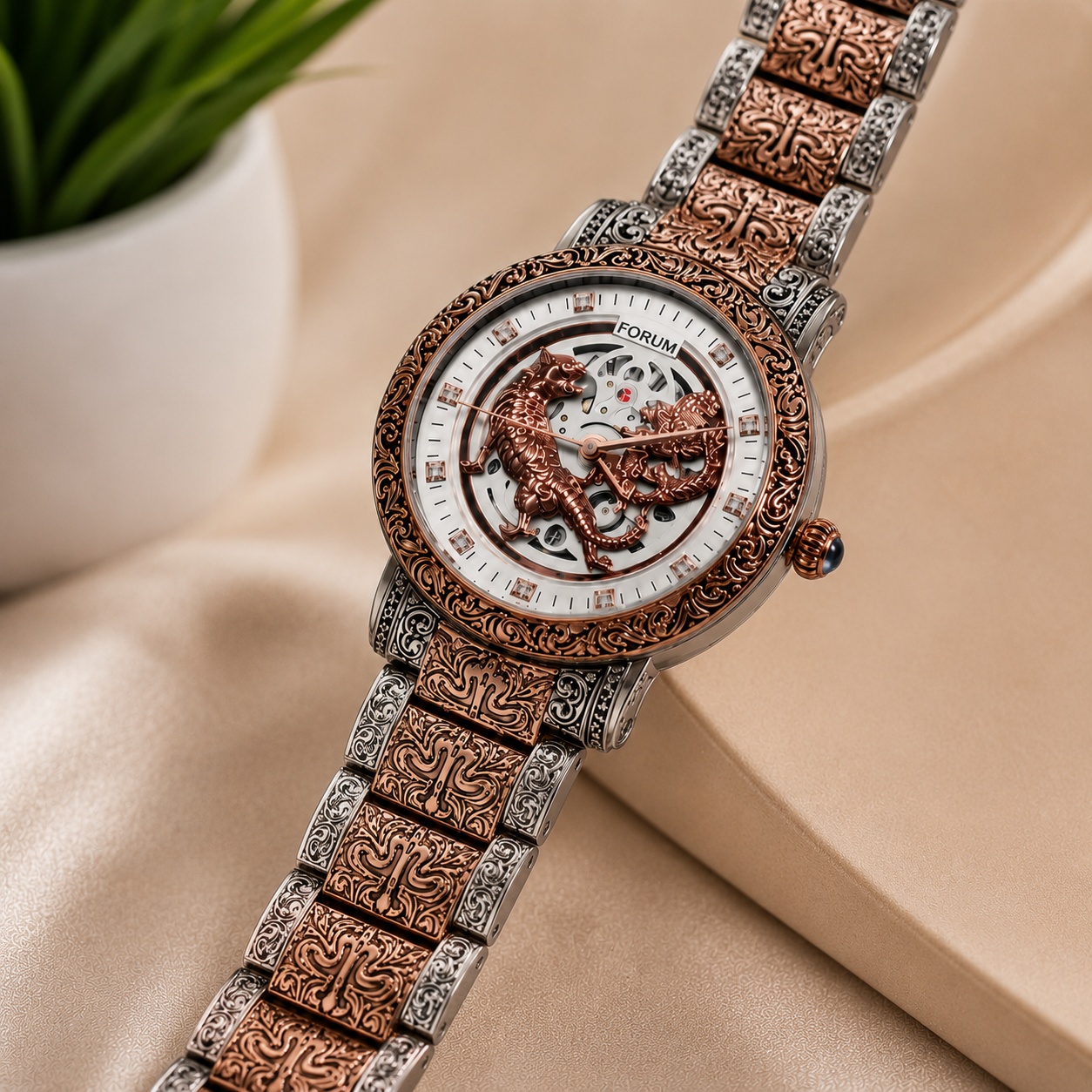 FORUM Royal Dragon Engraved Luxury Watch