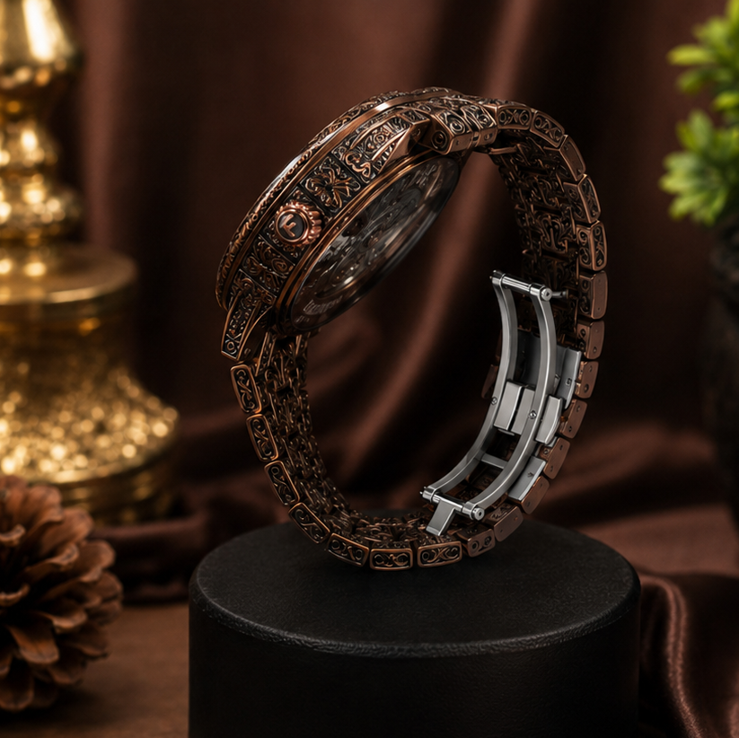FORUM Timeless Heritage Engraved Quartz Watch – Vintage Bronze Edition