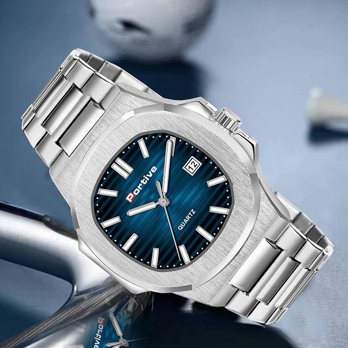 Portive Ocean Blue Luxury Stainless Steel Quartz Watch For Men