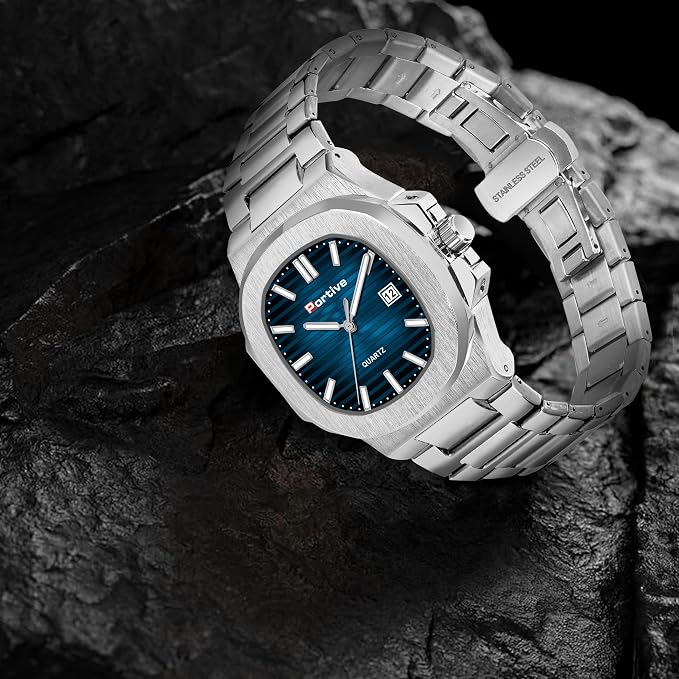Portive Ocean Blue Luxury Stainless Steel Quartz Watch For Men