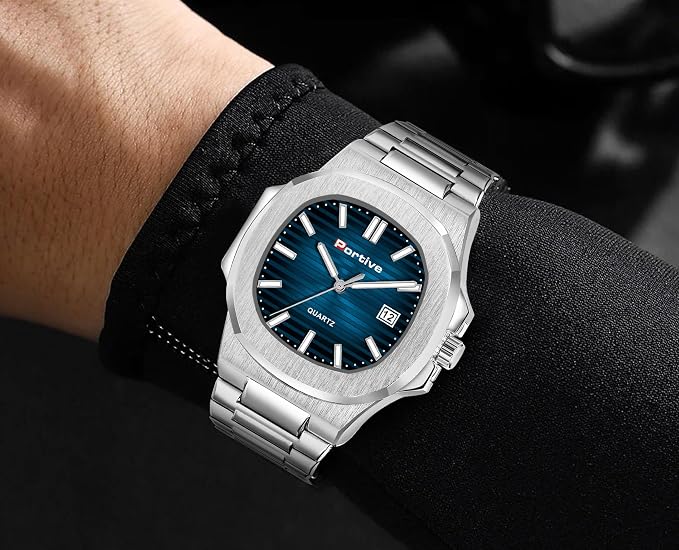 Portive Ocean Blue Luxury Stainless Steel Quartz Watch For Men