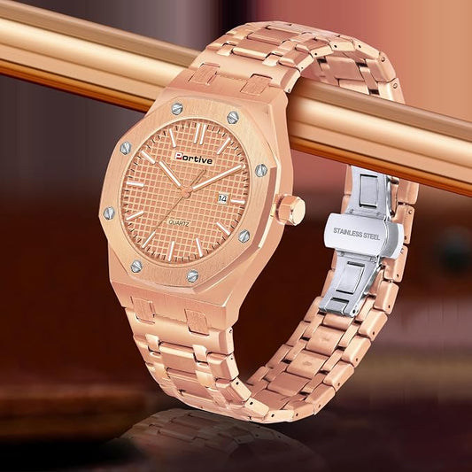 Portive Royal Rose Gold Premium Quartz Watch for Men